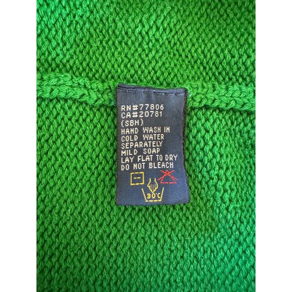 Vintage Mens Tommy Hilfiger Green Sweater Embroidered Crest Pullover M Crew Neck - Picture 10 of 11